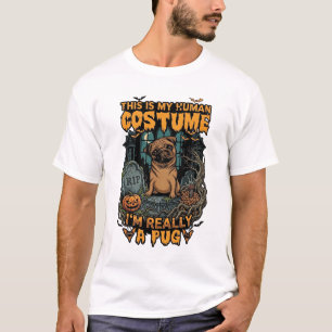 Ist menschliches Kostüm Pug Halloween Kürbis Grabs T-Shirt