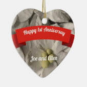 Ist, oder Papierjubiläum, Herz mit Blume Keramik Ornament (Rechts)