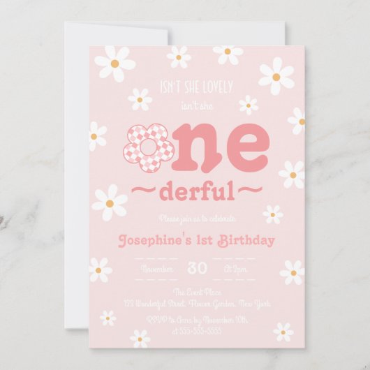 Ist sie nicht eintönig Retro Groovy Blume Geburtst Einladung (Vorderseite)