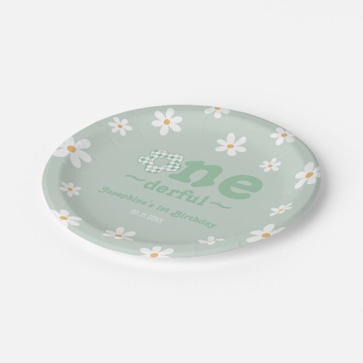 Ist sie nicht erbarmungslos Retro Floral Sage Gebu Pappteller (Schrägansicht)