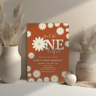 Ist sie nicht ONEderful Terracotta Daisy Birthday? Einladung