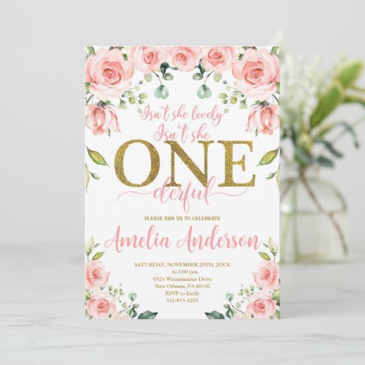 Ist sie nicht schön, kleine Miss Onederful zum Geb Einladung (Stehend Vorderseite)