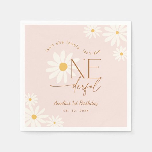 Ist sie nicht WUNDERbar Daisy 1. Geburtstag Serviette (Vorderseite)