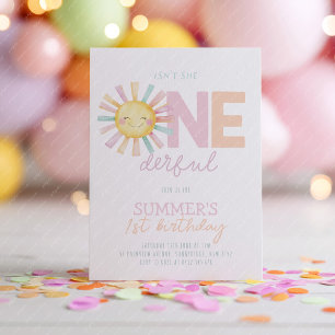 Ist sie nicht wunderbar Sun Girl Pastel 1. Geburts Einladung