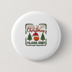 Ist Weihnachten Pyjama Basketball Santa Hut Bäume Button