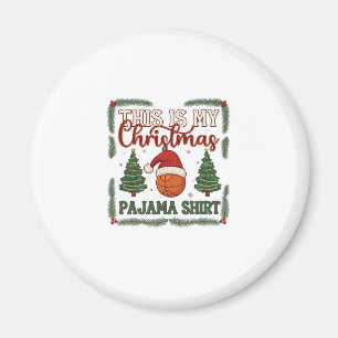 Ist Weihnachten Pyjama Basketball Santa Hut Bäume Magnet