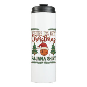 Ist Weihnachten Pyjama Basketball Santa Hut Bäume Thermosbecher
