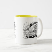 ist zum Kotzen Affe der Technologie Zweifarbige Tasse (VorderseiteRechts)