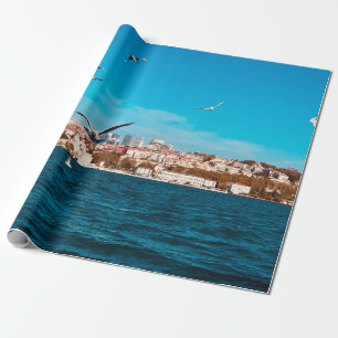 Istanbul-Ansicht mit Möwen an einem warmen sonnige Geschenkpapier