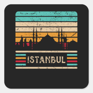 Istanbul antike Skyline Sultan-Moschee Türkei Quadratischer Aufkleber