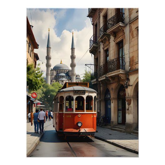 Istanbul Aquarellkunst Fotodruck (Vorne)