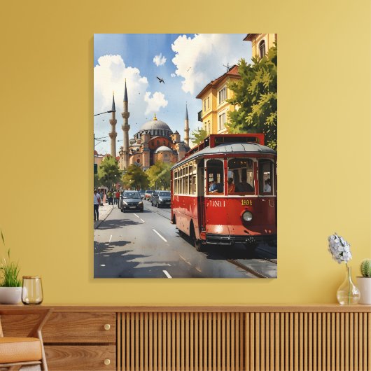 Istanbul Aquarellkunst Leinwanddruck (Insitu (Wohnzimmer))