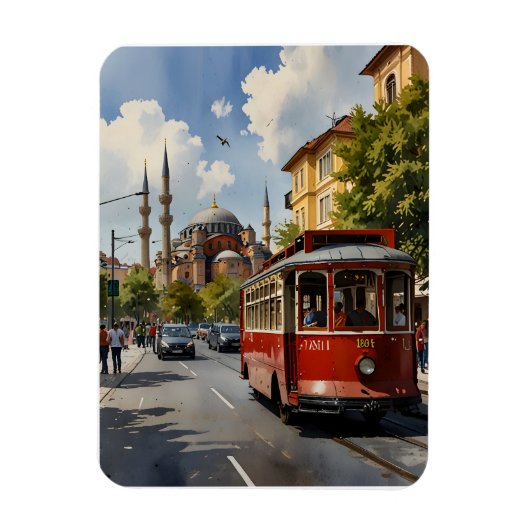 Istanbul Aquarellkunst Magnet (Vertikal)
