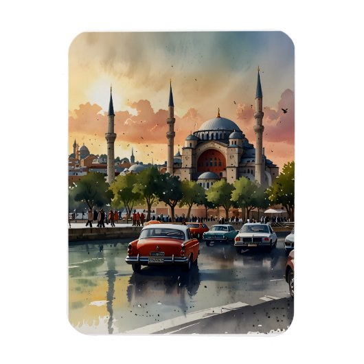 Istanbul Aquarellkunst Magnet (Vertikal)