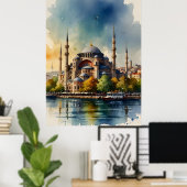 Istanbul Aquarellkunst Poster (Heimbüro)