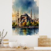 Istanbul Aquarellkunst Poster (Küche)