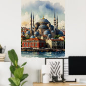 Istanbul Aquarellkunst Poster (Heimbüro)