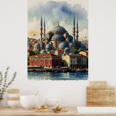 Istanbul Aquarellkunst Poster (Küche)