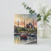 Istanbul Aquarellkunst Postkarte (Stehend Vorderseite)