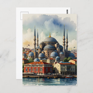 Istanbul Aquarellkunst Postkarte