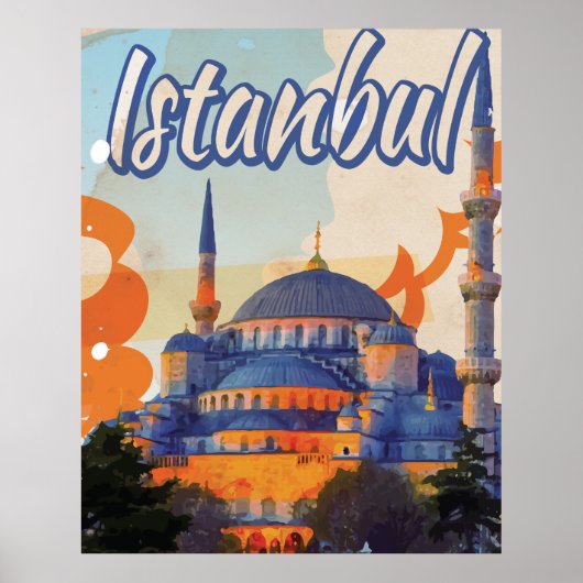 Istanbul Aya Sophia Moschee Vintage Reiseplakat Poster (Vorne)