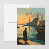 Istanbul: Blaue Moschee & Bosporus Vintage Postkar Postkarte (Vorne/Hinten)