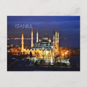 Istanbul Blaue Moschee Nacht Türkei Premium Reise Feiertagspostkarte