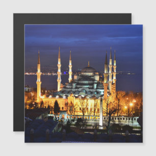 Istanbul Blaue Moschee Nachtansicht Premium Reise Magnetkarte