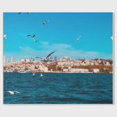 Istanbul Blick mit Möwen an einem warmen sonnigen Geschenkpapier (Flach)