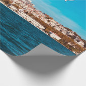 Istanbul Blick mit Möwen an einem warmen sonnigen Geschenkpapier (Ecke)