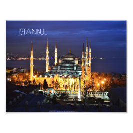 Istanbul Blue Mosque Night Scenery Premium Travel Fotodruck
