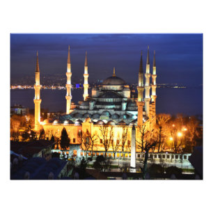 Istanbul Blue Mosque Night Scenery Premium Travel Fotodruck