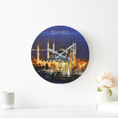 Istanbul Blue Mosque Night Scenery Premium Travel Große Wanduhr (Zuhause)