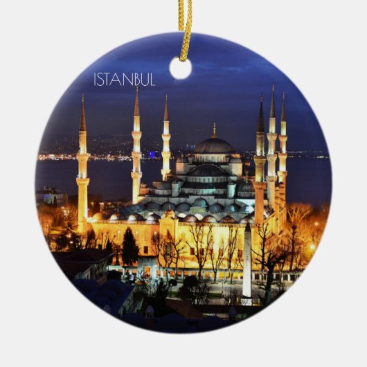Istanbul Blue Mosque Night Scenery Premium Travel Keramik Ornament (Vorne)