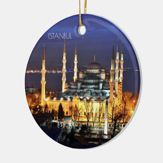 Istanbul Blue Mosque Night Scenery Premium Travel Keramik Ornament (Links)