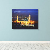 Istanbul Blue Mosque Night Scenery Premium Travel Leinwanddruck (Insitu (Holzboden))