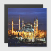 Istanbul Blue Mosque Night Scenery Premium Travel Magnetkarte (Vorne/Hinten)