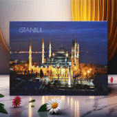 Istanbul Blue Mosque Night Scenery Premium Travel Postkarte