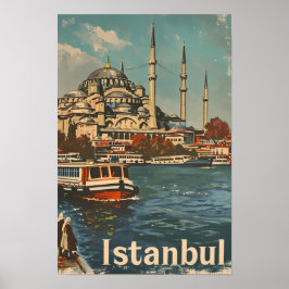 Istanbul Blue Mosque Vintag Poster