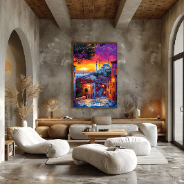 Istanbul City Skyline Poster - Lebhafte türkische