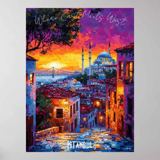 Istanbul City Skyline Poster - Lebhafte türkische (Vorne)