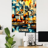 Istanbul Cubist Harmony - Geometrische Stadtbilder Poster (Heimbüro)