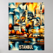 Istanbul Cubist Harmony - Geometrische Stadtbilder Poster (Vorne)