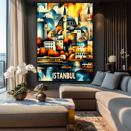 Istanbul Cubist Harmony - Geometrische Stadtbilder Poster
