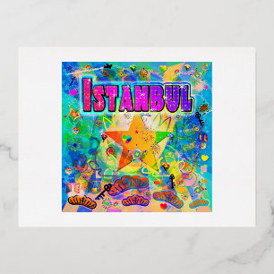 Istanbul Epoch Hour Postcard Folien Feiertagspostkarte