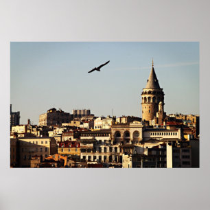 Istanbul - Galata Turm am Sonnenuntergang Poster