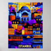 Istanbul Geometric Sunset - Farbenprächtige Stadtl Poster (Vorne)