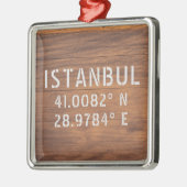 Istanbul Latitude & Longitude Dark Wood Ornament Aus Metall (Links)