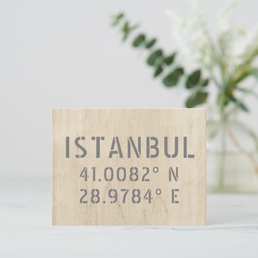 Istanbul Latitude & Longitude koordiniert Holz Postkarte (Stehend Vorderseite)