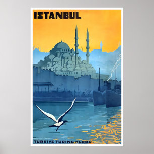 Istanbul Reiseplakat Türkei Stadt Druck Türkisch Poster